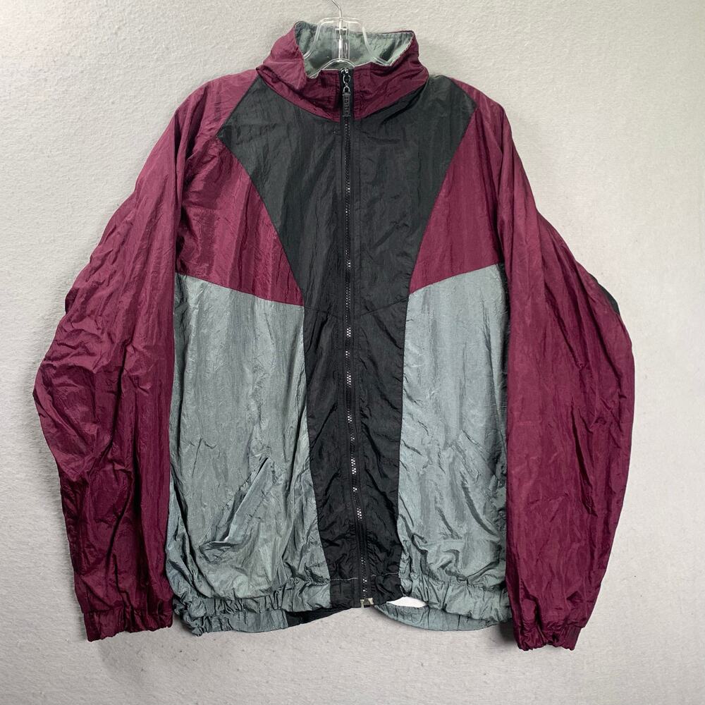 Vintage Colorblock Windbreaker Mens Large 90s Nylon Zip Jacket Gym Track Colter